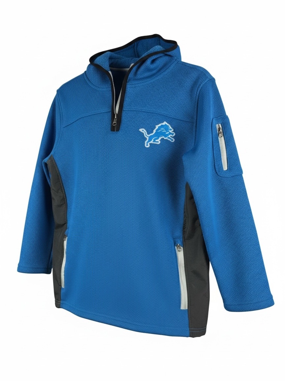 NFL Detroit Lions Fleece Quarter Zip Youth 14/16 Blue Pullover